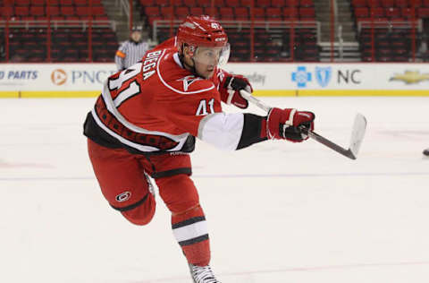 RALEIGH, NC – JULY 20: Danny Biega #41 of the Carolina Hurricanes participates in the Summerfest and Prospects Development Camp at PNC Arena on July 20, 2013 in Raleigh, North Carolina. (Photo by Gregg Forwerck/Getty Images)