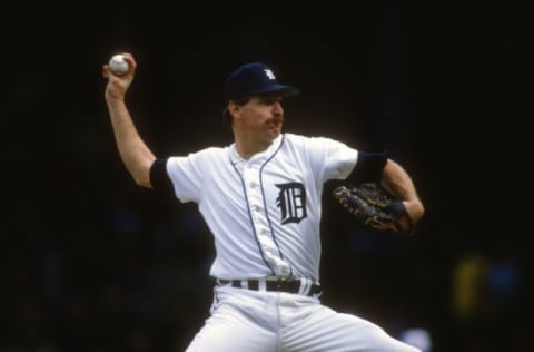 DETROIT, MI – CIRCA 1989: Jack Morris #47 of the Detroit Tigers pitches against the Toronto Blue Jays during an Major League Baseball game circa 1989 at Tiger Stadium in Detroit, Michigan. Morris played for the Tigers from 1977-90. (Photo by Focus on Sport/Getty Images)