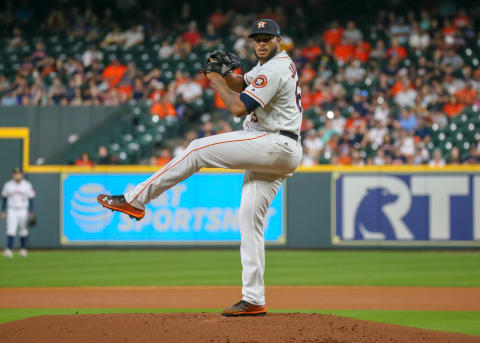 HOUSTON, TX – SEPTEMBER 18: Houston Astros starting pitcher Josh Jammes (63) prepares to throw a pitch during the baseball game between the Seattle Mariners and Houston Astros on September 18, 2018 at Minute Maid Park in Houston, Texas. (Photo by Leslie Plaza Johnson/Icon Sportswire via Getty Images)