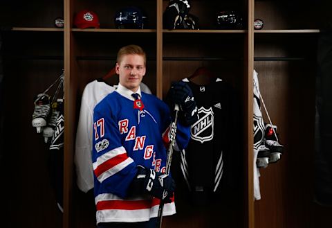 CHICAGO, IL – JUNE 24: Patrik Virta, 207th overall pick of the New York Rangers, poses for a portrait during the 2017 NHL Draft at United Center on June 24, 2017 in Chicago, Illinois. (Photo by Jeff Vinnick/NHLI via Getty Images)