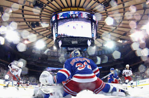 NEW YORK, NEW YORK – JANUARY 19: Igor Shesterkin #31 of the New York Rangers tends net against the Columbus Blue Jackets at Madison Square Garden on January 19, 2020 in New York City. The Blue Jackets defeated the Rangers 2-1. (Photo by Bruce Bennett/Getty Images)