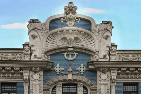 An Art Nouveau Jugenstil building in the historic center of Riga, Latvia.