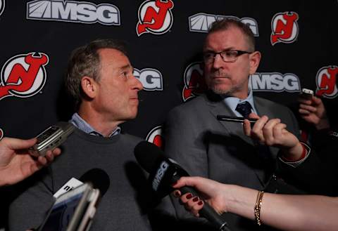 New Jersey Devils owner Joshua Harris (L) General Manager Tom Fitzgerald (R) (Photo by Jim McIsaac/Getty Images)