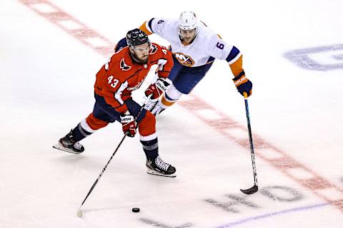 TORONTO, ONTARIO – AUGUST 20: Tom Wilson #43 of the Washington Capitals . (Photo by Elsa/Getty Images)