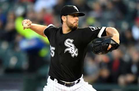 Oct 1, 2016; Chicago, IL, USA; Chicago White Sox starting pitcher James Shields (25) pitches against the Minnesota Twins during the first at U.S. Cellular Field. MLB. Mandatory Credit: Patrick Gorski-USA TODAY Sports