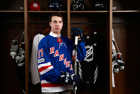 CHICAGO, IL – JUNE 23: Filip Chytil, 21st overall pick of the New York Rangers, poses for a portrait during Round One of the 2017 NHL Draft at United Center on June 23, 2017 in Chicago, Illinois. (Photo by Jeff Vinnick/NHLI via Getty Images)