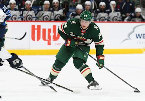 ST. PAUL, MN – JANUARY 13: Minnesota Wild Right Wing Mikael Granlund (64) takes a shot on goal during a NHL game between the Minnesota Wild and Winnipeg Jets on January 13, 2018 at Xcel Energy Center in St. Paul, MN. The Wild defeated the Jets 4-1.(Photo by Nick Wosika/Icon Sportswire via Getty Images)