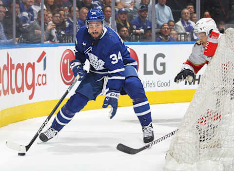 TORONTO, CANADA – MAY 12: Auston Matthews #34 of the Toronto Maple Leafs  (Photo by Claus Andersen/Getty Images)