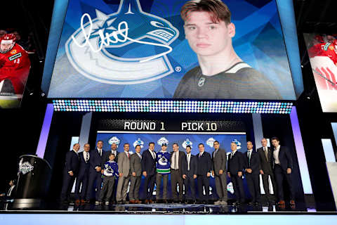 2019 first-round pick Vasili Podkolzin of the Vancouver Canucks (Photo by Bruce Bennett/Getty Images).