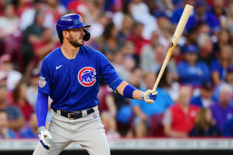 Kris Bryant, Oakland Athletics” CINCINNATI, OHIO – JULY 02: Kris Bryant #17 of the Chicago Cubs at-bat during a game between the Chicago Cubs and Cincinnati Reds at Great American Ball Park on July 02, 2021 in Cincinnati, Ohio. (Photo by Emilee Chinn/Getty Images)