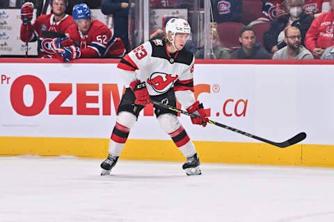 Topias Vilen #83 of the New Jersey Devils. (Photo by Minas Panagiotakis/Getty Images)