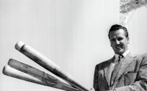 MIAMI, FL – CIRCA 1953: Ralph Kiner holds some bats after coming to terms with the Pittsburgh Pirates.  (Photo by Sporting News via Getty Images)