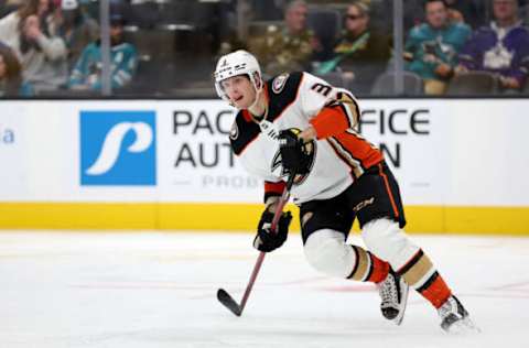 SAN JOSE, CALIFORNIA – NOVEMBER 01: John Klingberg #3 of the Anaheim Ducks skates against the San Jose Sharks at SAP Center on November 01, 2022 in San Jose, California. (Photo by Ezra Shaw/Getty Images)