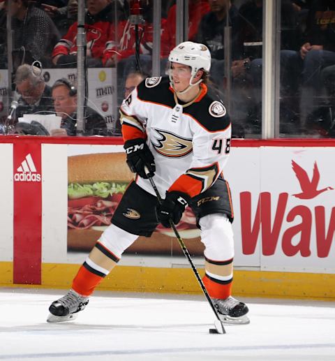 Isac Lundestrom #48 of the Anaheim Ducks (Photo by Bruce Bennett/Getty Images)