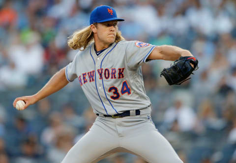 NEW YORK, NY – JULY 20: (NEW YORK DAILIES OUT) Noah Syndergaard #34 of the New York Mets in action against the New York Yankees at Yankee Stadium on July 20, 2018 in the Bronx borough of New York City. The Mets defeated the Yankees 7-5. (Photo by Jim McIsaac/Getty Images)