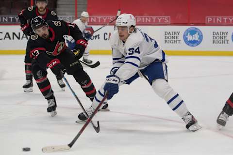 Toronto Maple Leafs center Auston Matthews (34). Mandatory Credit: Marc DesRosiers-USA TODAY Sports