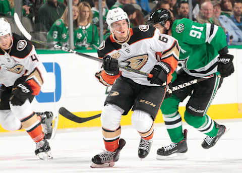 DALLAS, TX – OCTOBER 25: Rickard Rakell #67 of the Anaheim Ducks skates against the Dallas Stars at the American Airlines Center on October 25, 2018 in Dallas, Texas. (Photo by Glenn James/NHLI via Getty Images)