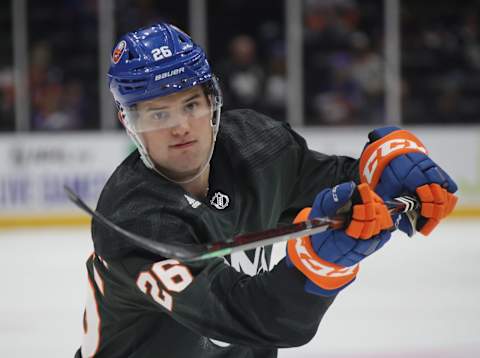 Oliver Wahlstrom #26 of the New York Islanders. (Photo by Bruce Bennett/Getty Images)