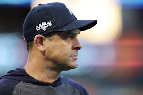 New York Yankees manager Aaron Boone see what lies ahead of him in 2020 (Photo by Elsa/Getty Images)