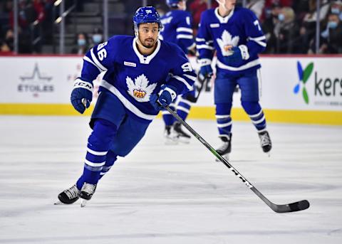 LAVAL, QC – OCTOBER 27: Josh Ho-Sang #96 of the Toronto Marlies  (Photo by Minas Panagiotakis/Getty Images)