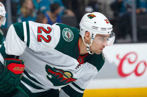 SAN JOSE, CA – APRIL 07: Nino Niederreiter #22 of the Minnesota Wild looks on during the game against the San Jose Sharks at SAP Center on April 7, 2018 in San Jose, California. (Photo by Rocky W. Widner/NHL/Getty Images) *** Local Caption *** Nino Niederreiter