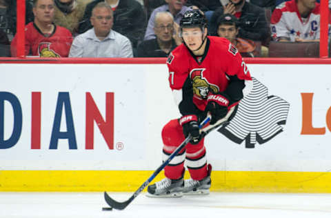 NHL Trade Deadline: Ottawa Senators right wing Curtis Lazar (27) skates in the first period against the Washington Capitals at the Canadian Tire Centre. Mandatory Credit: Marc DesRosiers-USA TODAY Sports