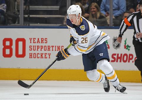 Rasmus Dahlin #26, Buffalo Sabres (Photo by Claus Andersen/Getty Images)