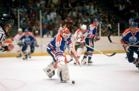 Grant Fuhr #31, Edmonton Oilers (Photo by Focus on Sport/Getty Images)