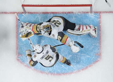 MONTREAL, QC – JANUARY 18: Marc-Andre Fleury #29 of the Vegas Golden Knights. makes a save against the Montreal Canadiens in the NHL game at the Bell Centre on January 18, 2020 in Montreal, Quebec, Canada. (Photo by Francois Lacasse/NHLI via Getty Images)