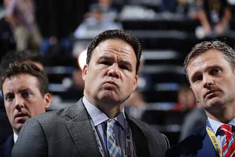 BUFFALO, NY – JUNE 25: New York Rangers General Manager Jeff Gorton and New York Rangers Director, European Scouting Nickolai Bobrov looks on during the 2016 NHL Draft on June 25, 2016 in Buffalo, New York. (Photo by Bruce Bennett/Getty Images)