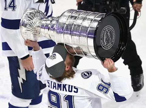 Steven Stamkos #91 of the of the Tampa Bay Lightning. (Photo by Bruce Bennett/Getty Images)