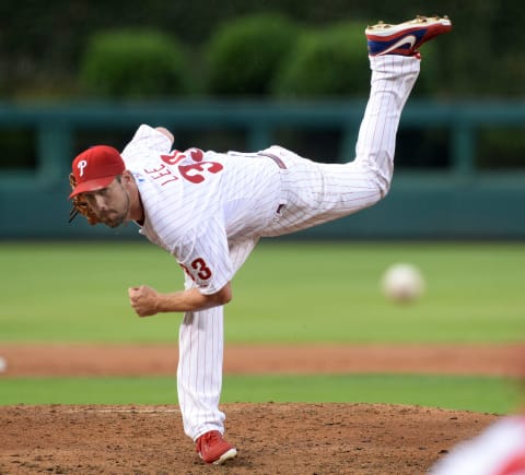 Eventually, Lee joined Halladay, Hamels and Oswalt to be the fourth Phillies ace. Photo by Miles Kennedy/Philadelphia Phillies/Getty Images.