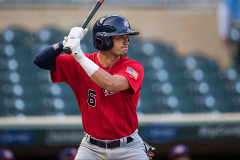 MINNEAPOLIS, MN- AUGUST 24: Will Banfield #6 of the USA Baseball 18U National Team during the national team trials on August 24, 2017 at Target Field in Minneapolis, Minnesota. (Photo by Brace Hemmelgarn/Getty Images)