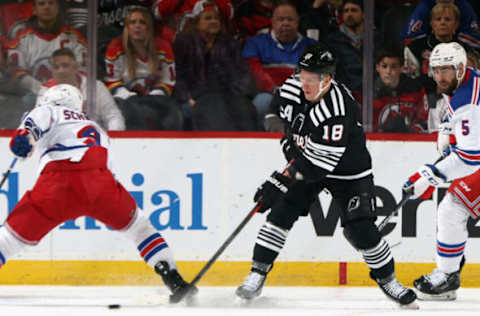 NEWARK, NEW JERSEY – MARCH 30: Ondrej Palat #18 of the New Jersey Devils skates against the New York Rangers at the Prudential Center on March 30, 2023, in Newark, New Jersey. (Photo by Bruce Bennett/Getty Images)