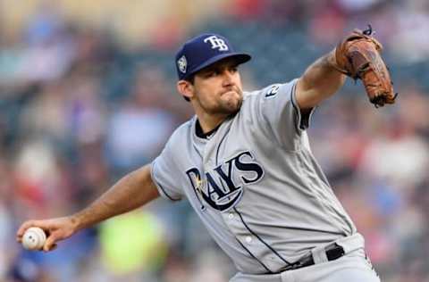 MINNEAPOLIS, MN – JULY 13: Nathan Eovaldi #24 of the Tampa Bay Rays delivers a pitch against the Minnesota Twins during the second inning of the game on July 13, 2018 at Target Field in Minneapolis, Minnesota. (Photo by Hannah Foslien/Getty Images)