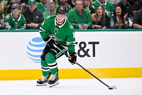 Apr 17, 2023; Dallas, Texas, USA; Dallas Stars center Max Domi (18)  Mandatory Credit: Jerome Miron-USA TODAY Sports