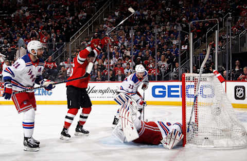 Timo Meier #96 of the New Jersey Devils. (Photo by Bruce Bennett/Getty Images)