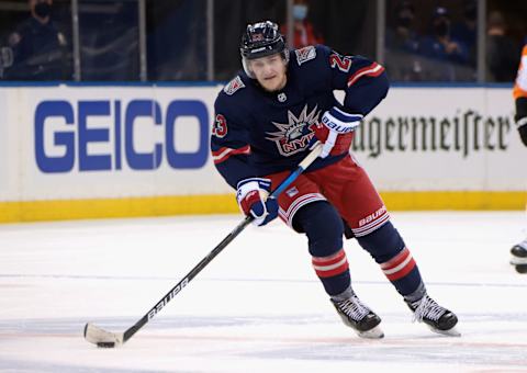 Adam Fox #23 of the New York Rangers. (Photo by Bruce Bennett/Getty Images)