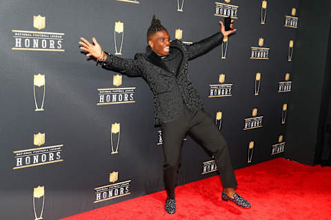 MINNEAPOLIS, MN – FEBRUARY 03: Tyreek Hill poses for Photographs on the Red Carpet at NFL Honors during Super Bowl LII week on February 3, 2018, at Northrop at the University of Minnesota in Minneapolis, MN. (Photo by Rich Graessle/Icon Sportswire via Getty Images)