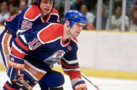 Mark Messier #11, Edmonton Oilers (Photo by Focus on Sport/Getty Images)