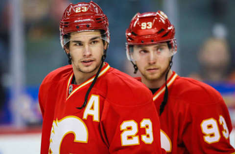 NHL Power Rankings: Calgary Flames center Sean Monahan (23) and center Sam Bennett (93) during the warmup period against the Edmonton Oilers at Scotiabank Saddledome. Mandatory Credit: Sergei Belski-USA TODAY Sports