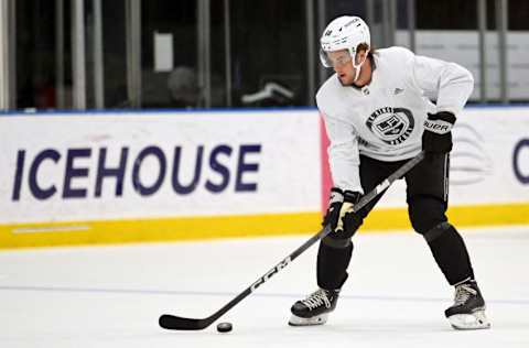 Samuel Fagemo of the LA Kings trains during a NHL Global Series practice session at O'Brien Icehouse on September 19, 2023 in Melbourne, Australia. (Photo by Morgan Hancock/Getty Images)