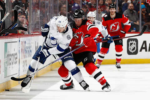 Curtis Lazar of the New Jersey Devils. (Photo by Sarah Stier/Getty Images)