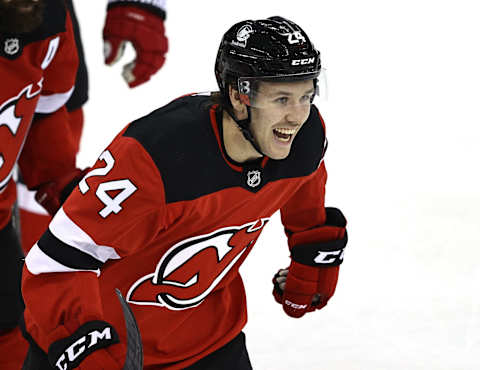 Ty Smith #24 of the New Jersey Devils (Photo by Elsa/Getty Images)