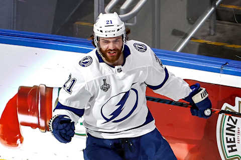 Brayden Point #21 of the Tampa Bay Lightning (Photo by Bruce Bennett/Getty Images)