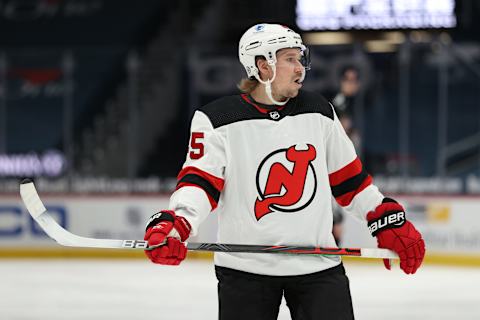 Sami Vatanen #45 of the New Jersey Devils (Photo by Patrick Smith/Getty Images)