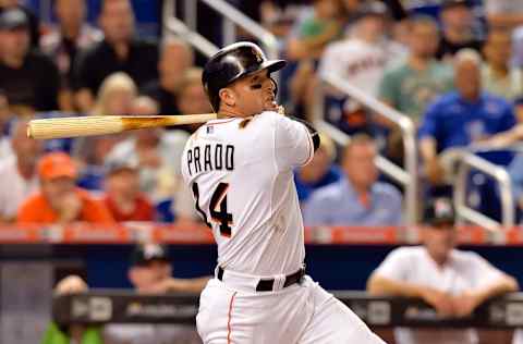 Jun 1, 2015; Miami, FL, USA; Miami Marlins third baseman 