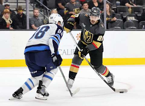 Vegas Golden Knights, Chandler Stephenson #20, Winnipeg Jets, Nate Schmidt #88. (Photo by Ethan Miller/Getty Images)