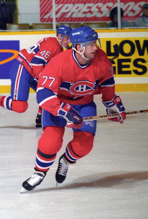 TORONTO, ON – SEPTEMBER 22: Pierre Turgeon #77 of the Montreal Canadiens (Photo by Graig Abel/Getty Images)