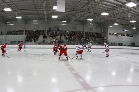 TRAVERSE CITY, MI – SEPTEMBER 13: A wide view of Centre Ice Arena and the open face-off betweeen the the New York Rangers and the Carolina Hurricanes during the NHL Prospects Tournament on September 13, 2011 in Traverse City, Michigan. (Photo by Dave Reginek/Getty Images)